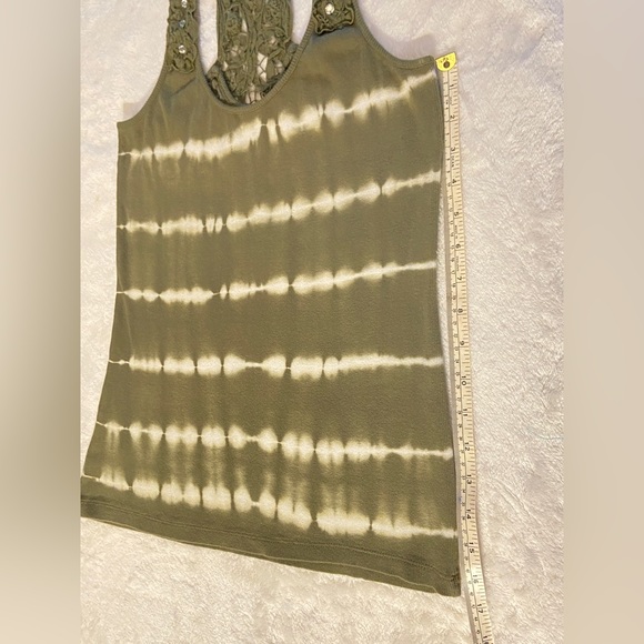 VENUS Womens Medium Tie Dye Olive Green and White Racerback Tank Top - Picture 11 of 12
